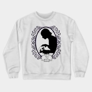 Silhouette Young Woman  With Fairy Princess and Pegasus| Victorian Frame| Motivational Quote| Banner| Victorian Wall Art| Halloween Wall Art Crewneck Sweatshirt